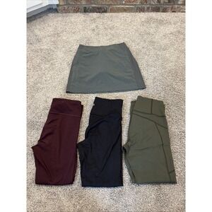 Lot Of 4 Athleta Womens Small Rainer Tights High Waist 487750 (3) And Skirt (1)